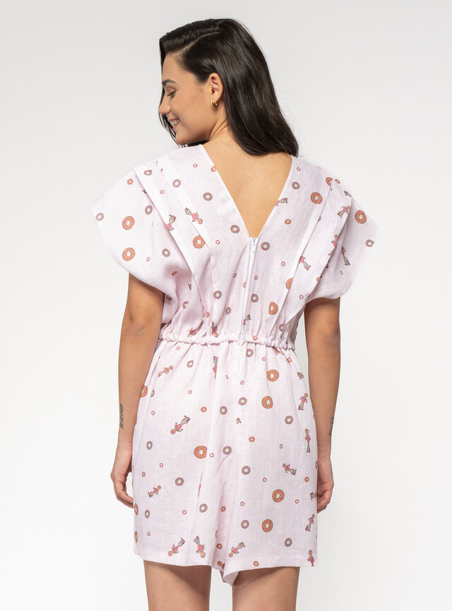 Dámsky krátky overal zo 100% ľanu