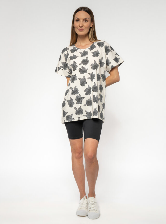 Dámske  predĺžené  tričko s potlačou ruže