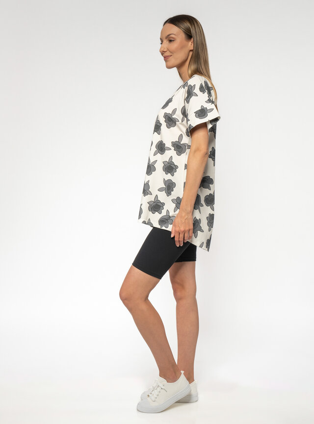 Dámske  predĺžené  tričko s potlačou ruže