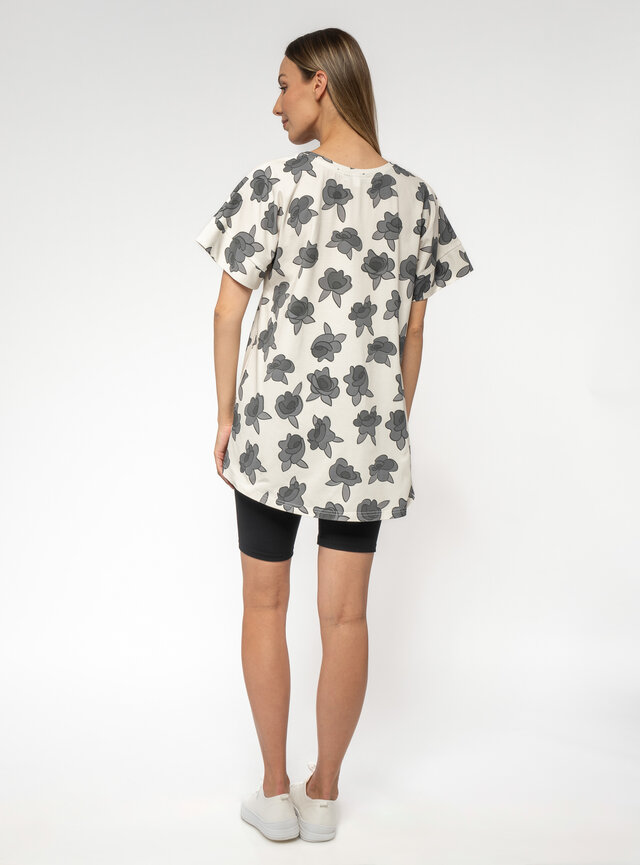 Dámske  predĺžené  tričko s potlačou ruže