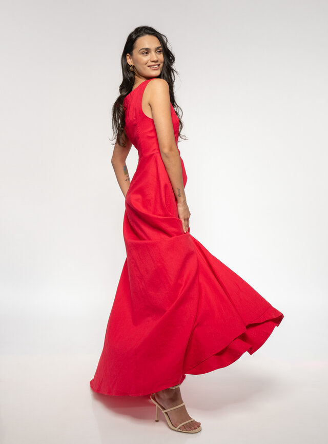 Červené šaty zo 100% ľanu