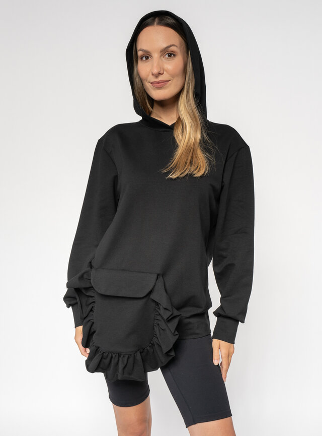 Dámska čierna oversized mikina s vreckom