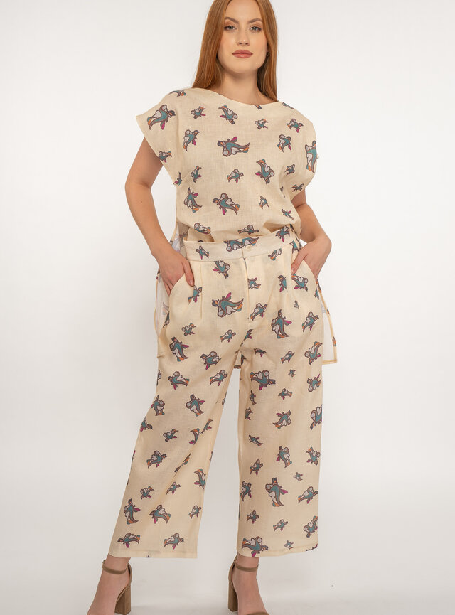 Dámske nohavice ľanové béžové