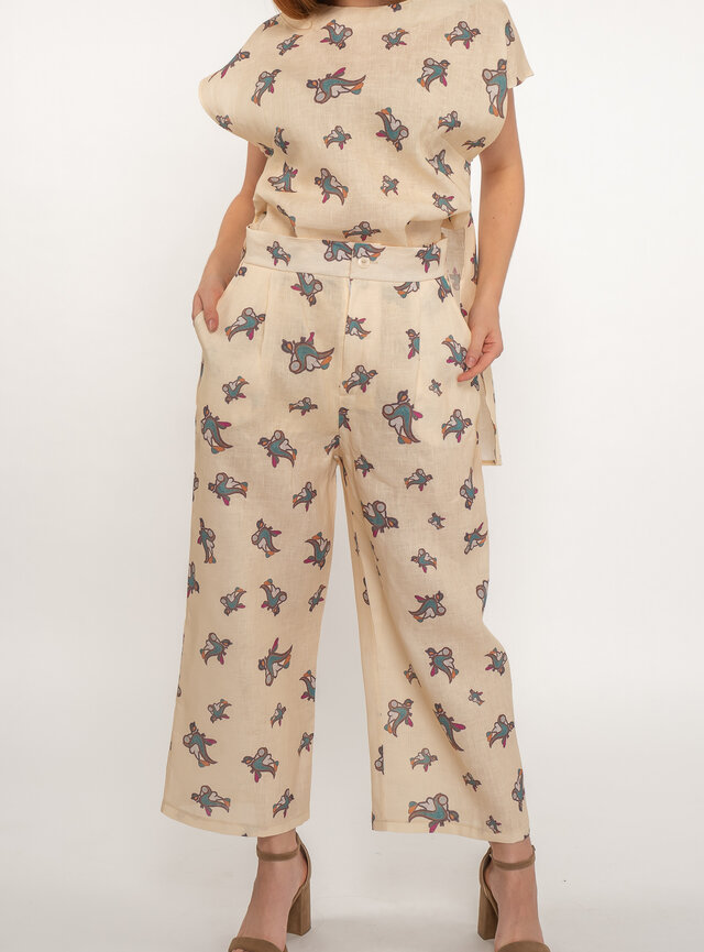 Dámske nohavice ľanové béžové