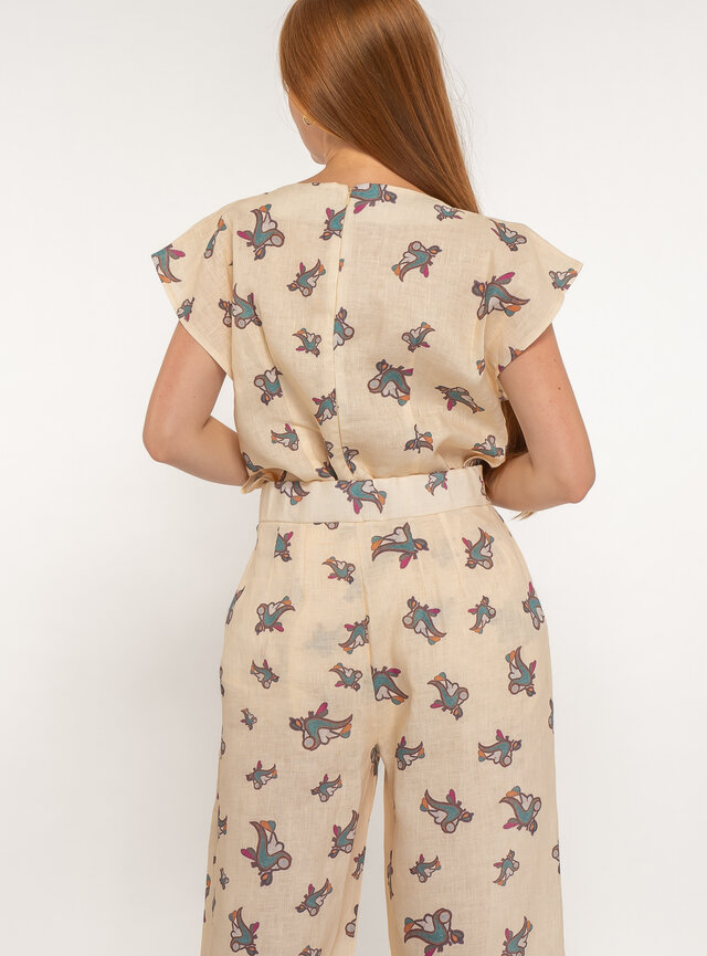 Dámske nohavice ľanové béžové