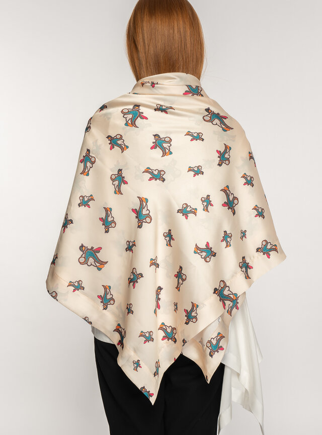 Hodvábna šatka veľká ĽUBICA PONCIK vtáčik