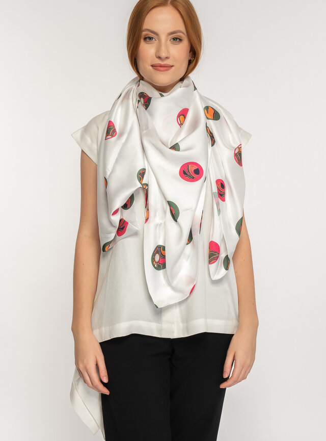 Saténová šatka veľká ĽUBICA PONCIK kruhy