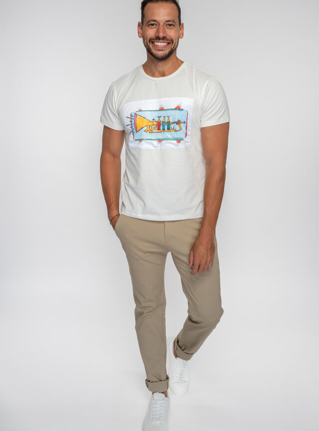 Pánske tričko biele s trúbkou