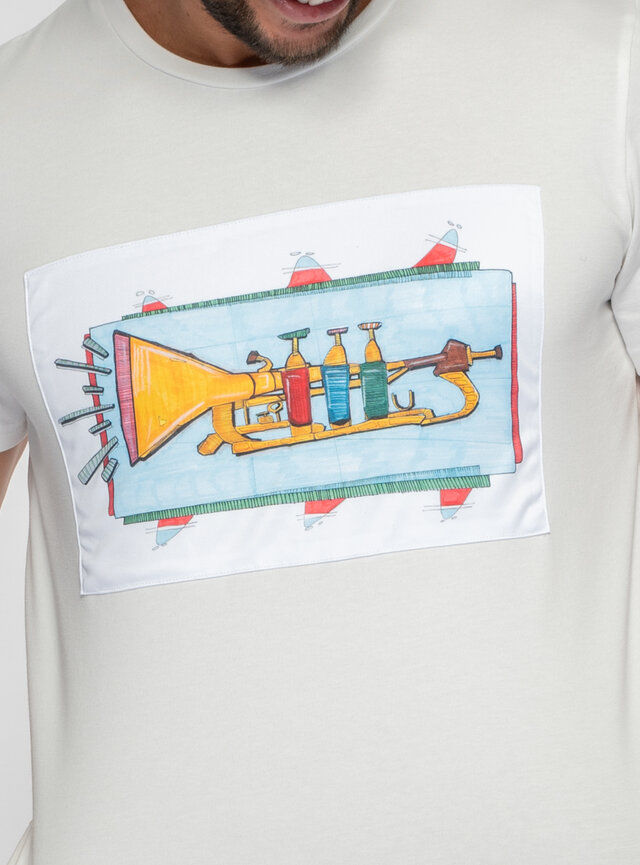 Pánske tričko biele s trúbkou