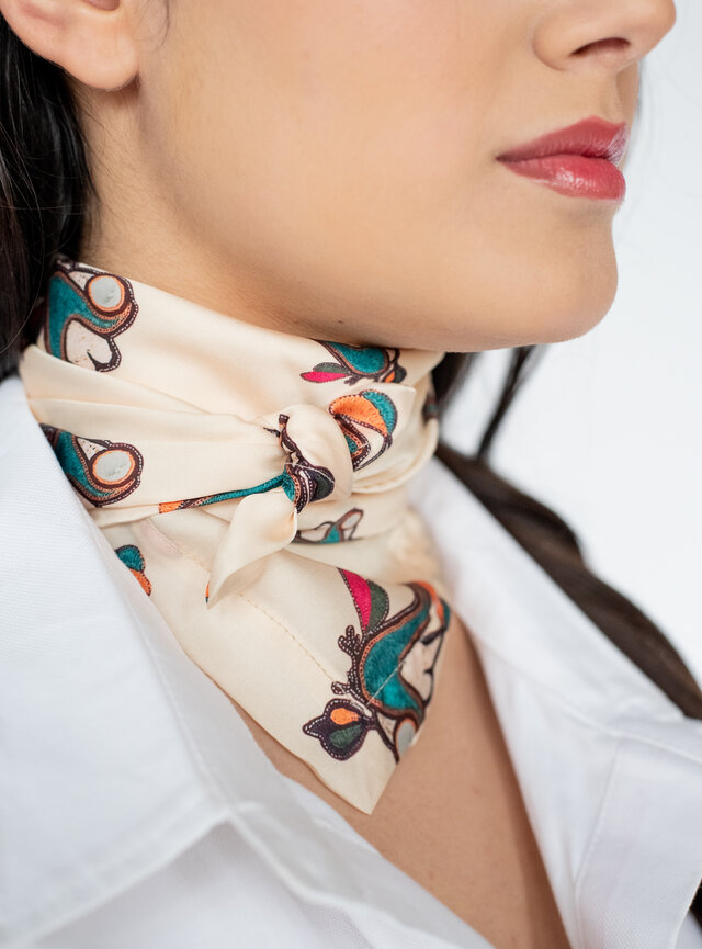 Saténová šatka malá Ľubica Poncik vtáčik