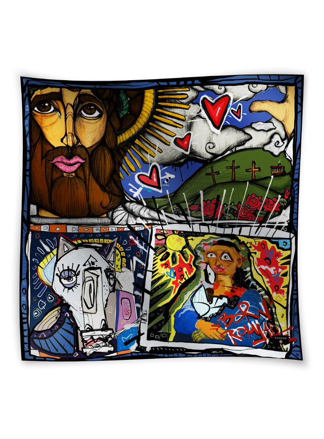 Šatka Viera (Paťaňiben) v modro-hnedej farbe