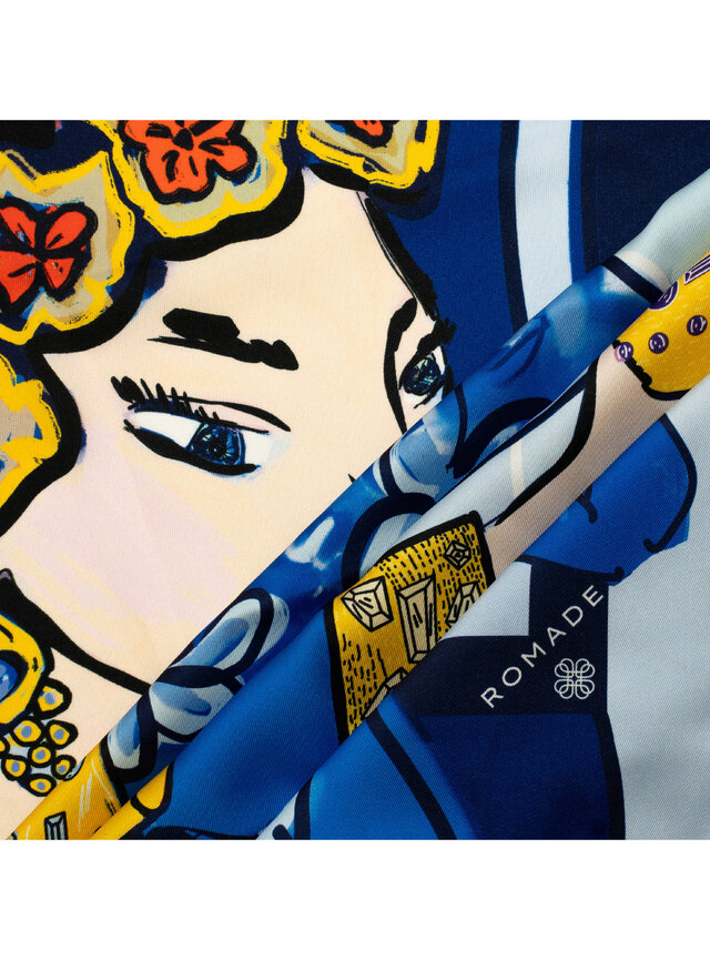 Šatka Kráľovná (Marahaňi) v modrej farbe