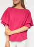 Dámske tričko ružové s volánovými rukávmi