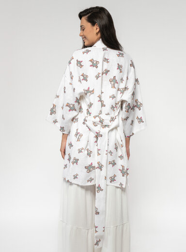 Dámske kimono zo 100% ľanu s opaskom