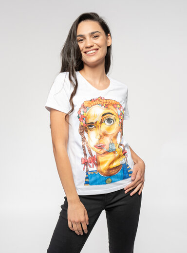 Dámske tričko biele s obrazom