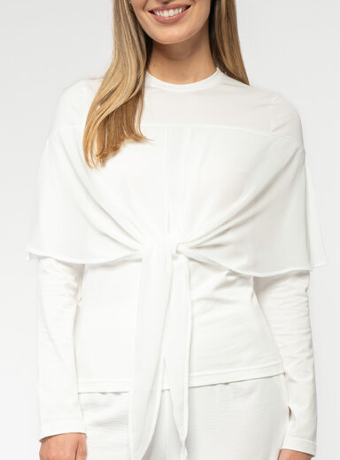 Dámske tričko biele s dlhým rukávom a šatkou