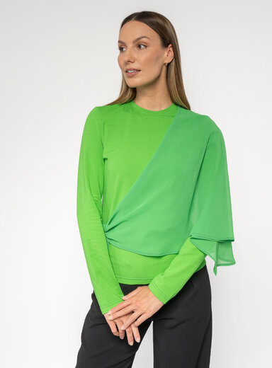 Dámske tričko zelené s dlhým rukávom a šatkami
