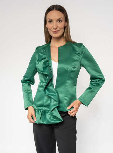 Dámske saténové sako zelené