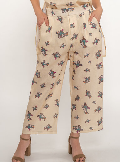 Dámske nohavice ľanové béžové