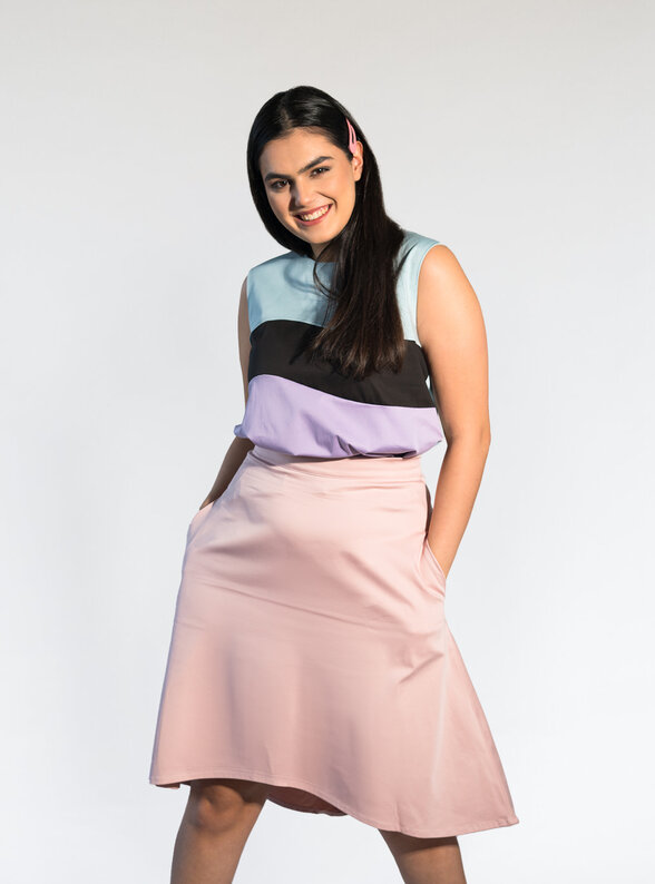 Dámska sukňa ružová midi