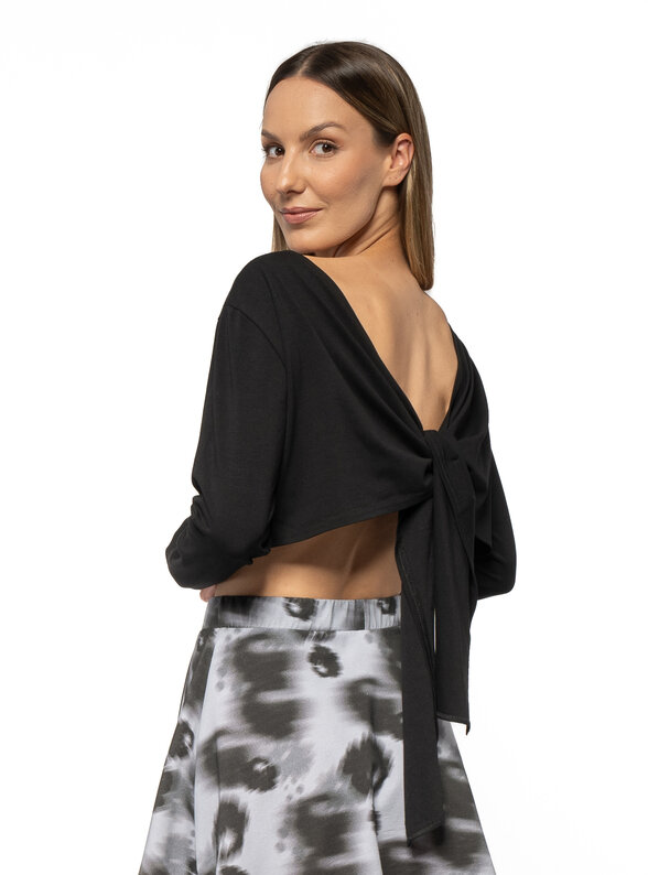 Dámske tričko s dlhým rukávom a viazaním