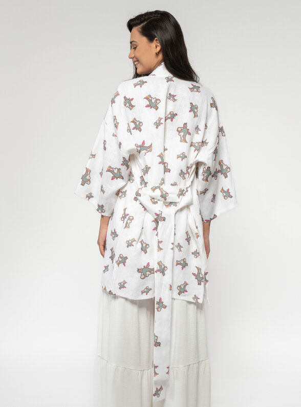 Dámske kimono zo 100% ľanu s opaskom