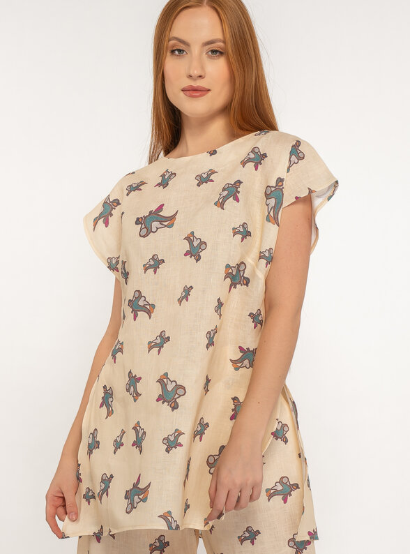 Dámska tunika zo 100% ľanu s krátkym rukávom