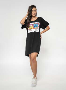 Dámske tričko dlhé čierne s obrazom