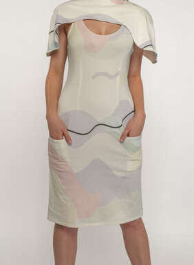 Dámske midi šaty v pastelových farbách s bolerkom