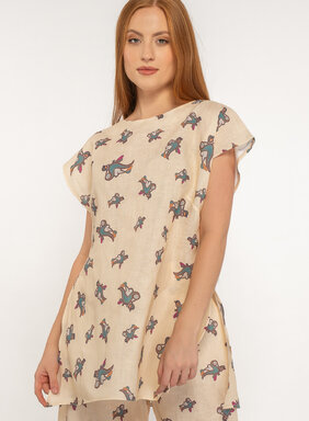 Dámska tunika zo 100% ľanu s krátkym rukávom