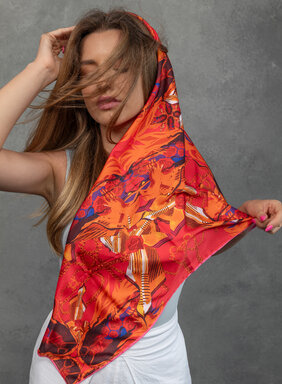 Šatka Tajomstvo (Garuďipen) v červenej farbe